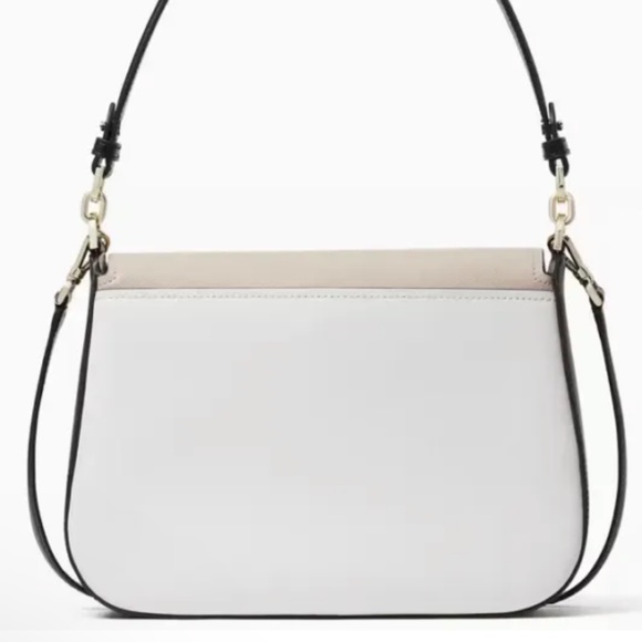 Kate Spade Staci Colorblock Saffiano Leather Flap Shoulder Bag Warm Beige Multi - Picture 5 of 6